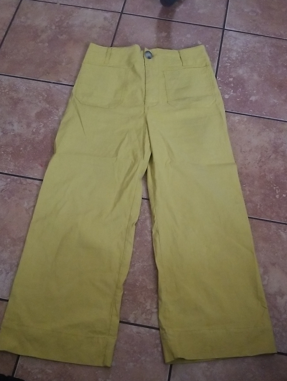 Anthropologie Girls Wide-Leg Pants in Mustard Yellow